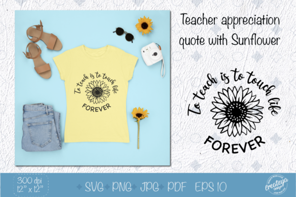 Teacher Appreciation Quotes SVG with Sun